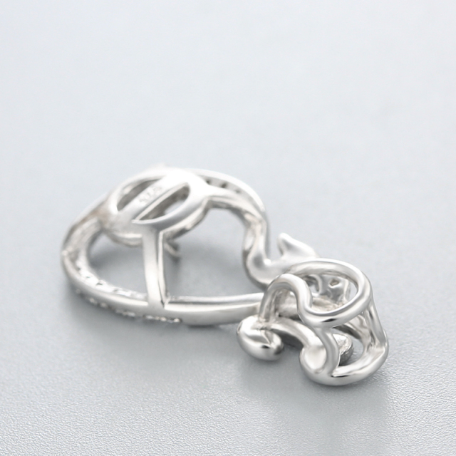 925 Sterling Silver CZ Micro Pave Pendant Mounting For  Pearl