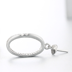 925 Sterling Silver CZ 3 Rows Oval Ring Pendant For Pearl