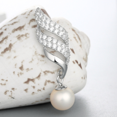 925 Sterling Silver CZ Thread Spiral Pendant For Pearl