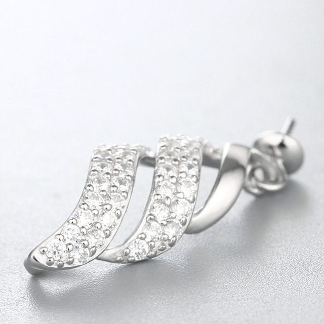 925 Sterling Silver CZ Thread Spiral Pendant For Pearl