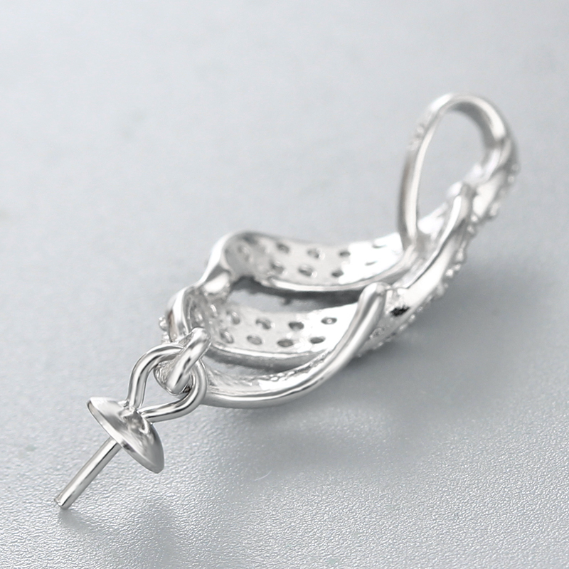 925 Sterling Silver CZ Thread Spiral Pendant For Pearl