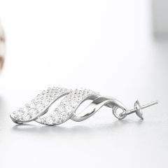 925 Sterling Silver CZ Thread Spiral Pendant For Pearl