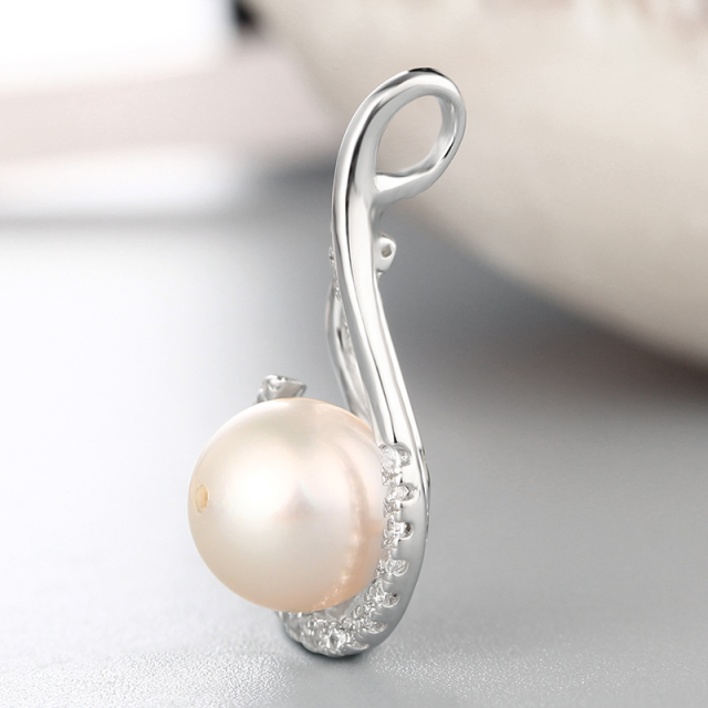 925 Sterling Silver CZ Hollow Pattern Pendant For Pearl