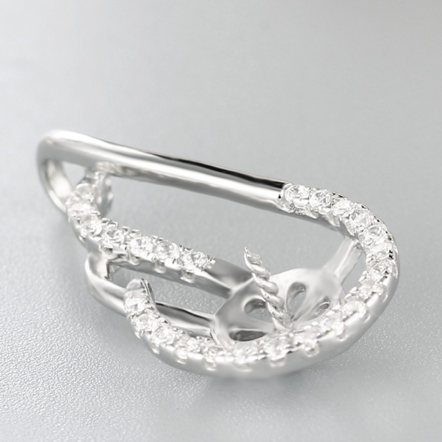 925 Sterling Silver CZ Hollow Pattern Pendant For Pearl