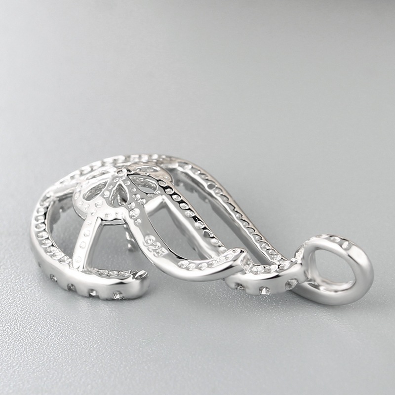 925 Sterling Silver CZ Hollow Pattern Pendant For Pearl