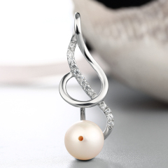 925 Silver CZ Music Note Pendant For Pearl
