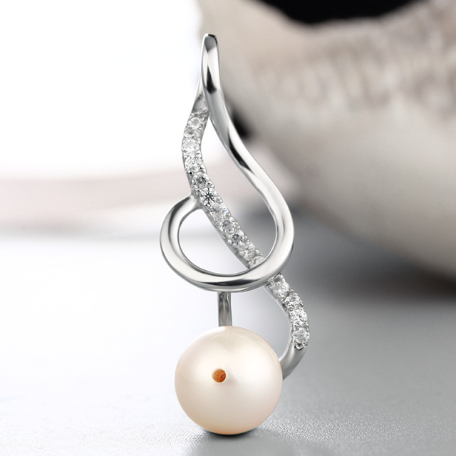925 Silver CZ Music Note Pendant For Pearl