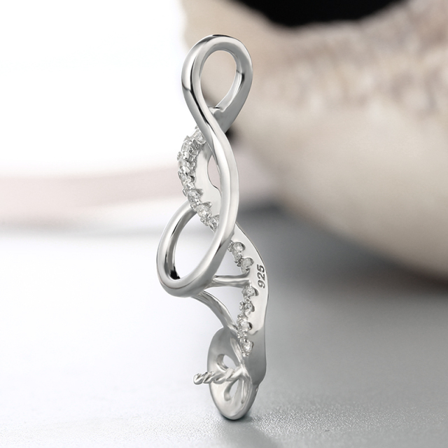925 Silver CZ Music Note Pendant For Pearl