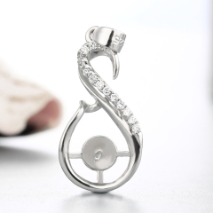 925 Silver CZ Music Note Pendant For Pearl