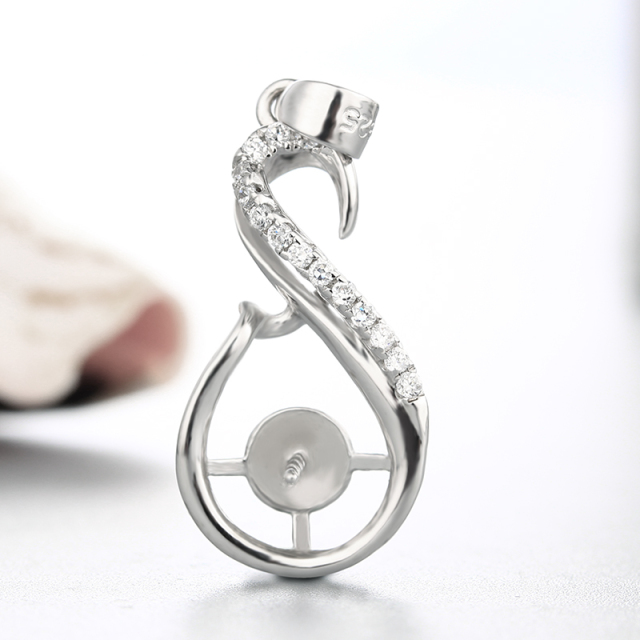 925 Silver CZ Music Note Pendant For Pearl