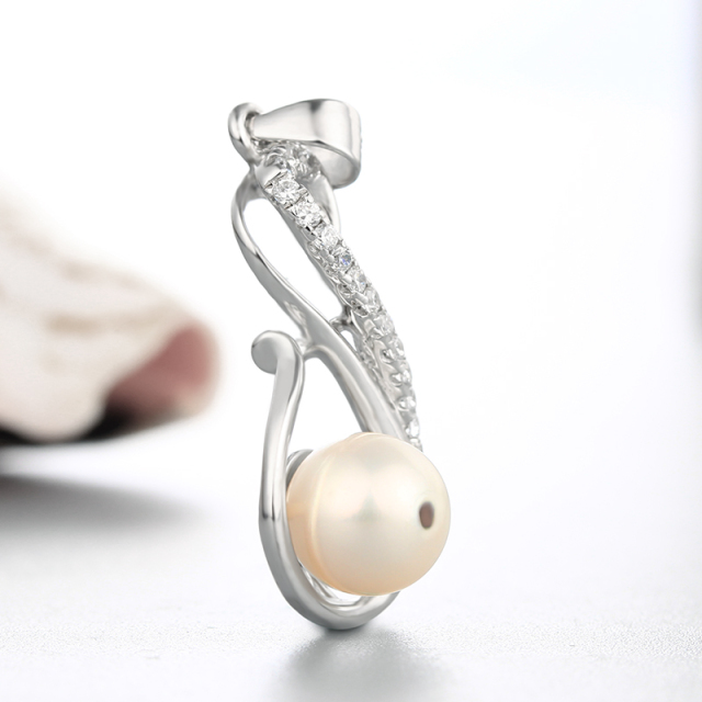 925 Silver CZ Music Note Pendant For Pearl