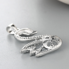 925 Sterling Silver CZ Swan Pearl Pendant Mounting