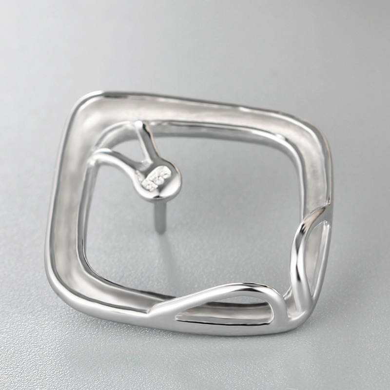 925 Sterling Silver Diamond Shaped Pendant Pearl Caps