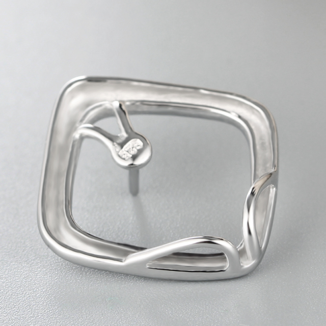 925 Sterling Silver Diamond Shaped Pendant Pearl Caps