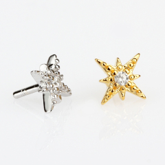 925 Sterling Silver Cubic Zirconia Diy Pearl Pin Findings-North Star