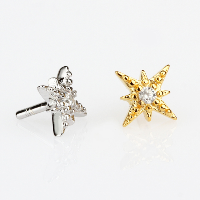 925 Sterling Silver Cubic Zirconia Diy Pearl Pin Findings-North Star