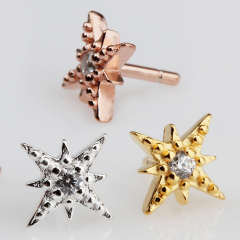 925 Sterling Silver Cubic Zirconia Diy Pearl Pin Findings-North Star