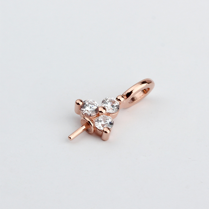 925 Sterling Silver Unique White Zircon Diy Pearl Cup
