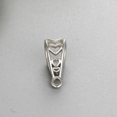925 Sterling Silver Heart Hollow Pendant Findings