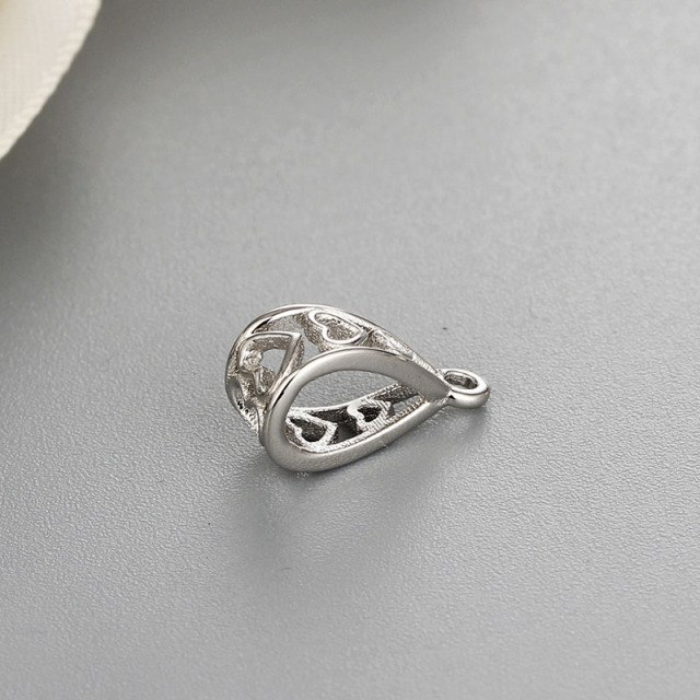 925 Sterling Silver Heart Hollow Pendant Findings