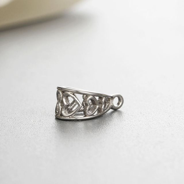 925 Sterling Silver Heart Hollow Pendant Findings