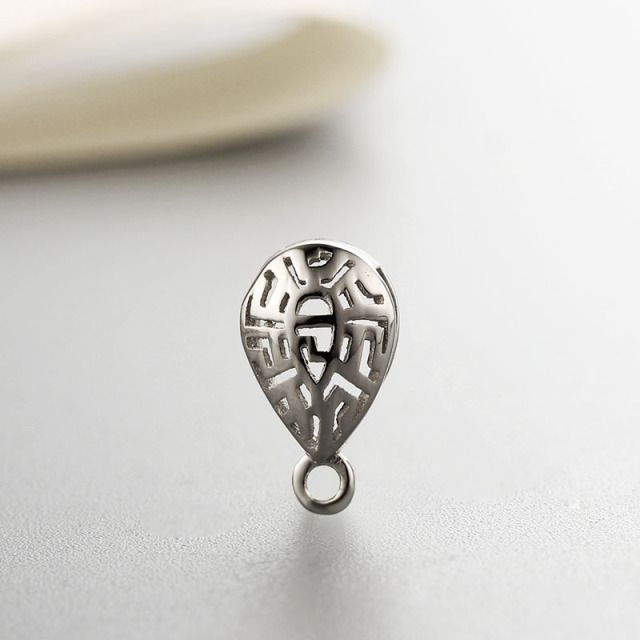 925 Sterling Silver Hollow Pear Shape Pendant Findings