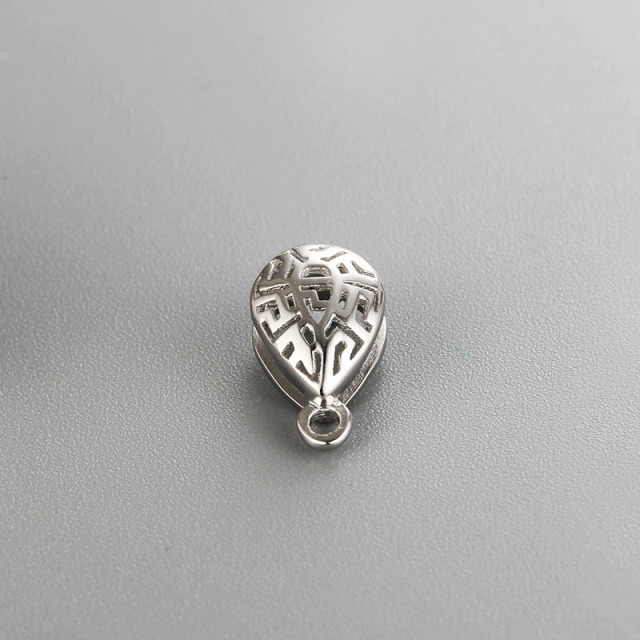 925 Sterling Silver Hollow Pear Shape Pendant Findings