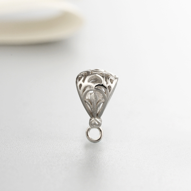 925 Sterling Silver Hollow Pendant Bails With Ring
