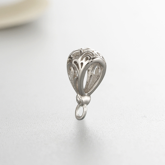 925 Sterling Silver Hollow Pendant Bails With Ring