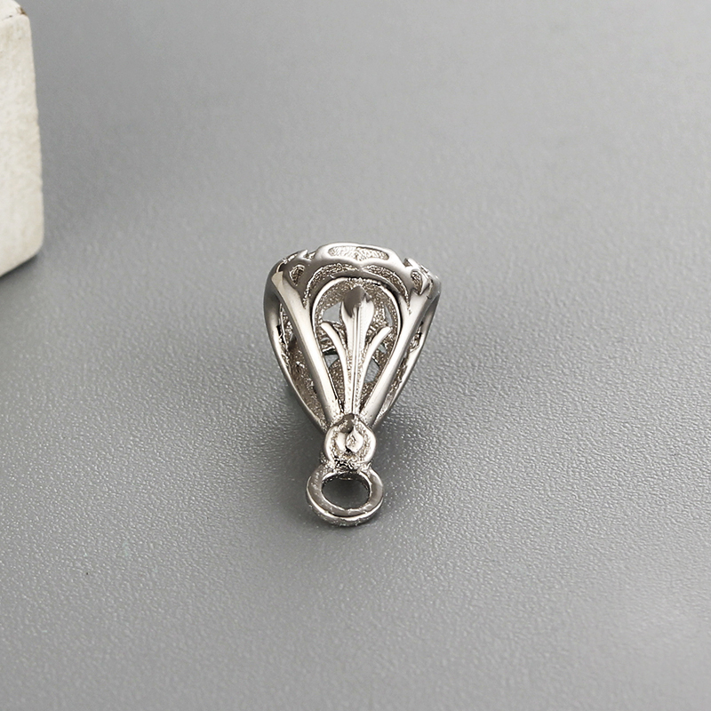925 Sterling Silver Hollow Pendant Bails With Ring