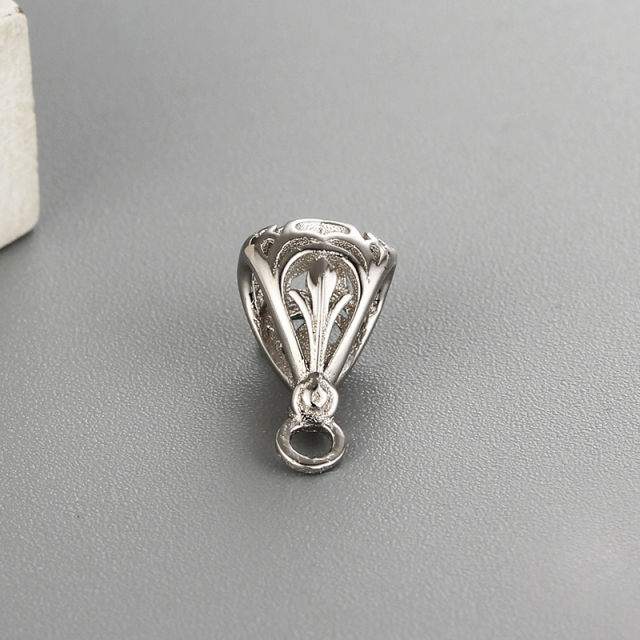 925 Sterling Silver Hollow Pendant Bails With Ring