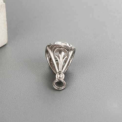 925 Sterling Silver Hollow Pendant Bails With Ring