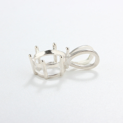 925 Sterling Silver 10mm Round Snap Stone Pendant Bails