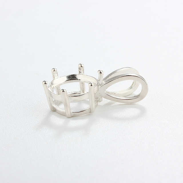 925 Sterling Silver 10mm Round Snap Stone Pendant Bails