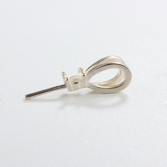 925 Sterling Silver Rabit Bail Snap Stone Pendant