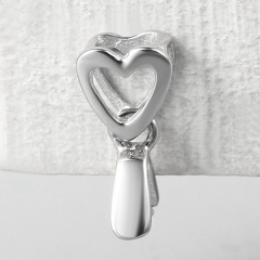 925 Sterling Silver Hollow Heart Crystal Clasps With Clip