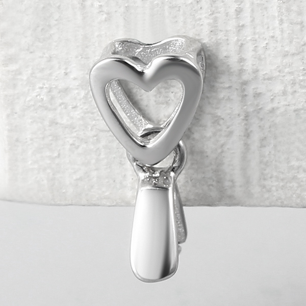 925 Sterling Silver Hollow Heart Crystal Clasps With Clip