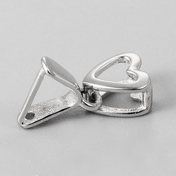 925 Sterling Silver Hollow Heart Crystal Clasps With Clip