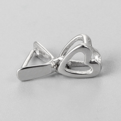 925 Sterling Silver Hollow Heart Crystal Clasps With Clip