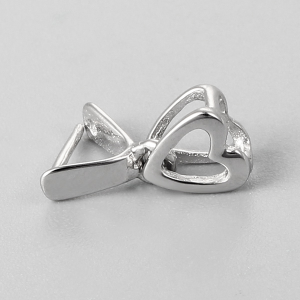 925 Sterling Silver Hollow Heart Crystal Clasps With Clip
