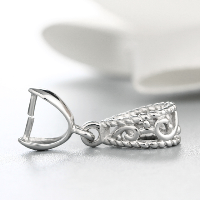 925 Sterling Silver Fancy Hollow Pendant Clasps