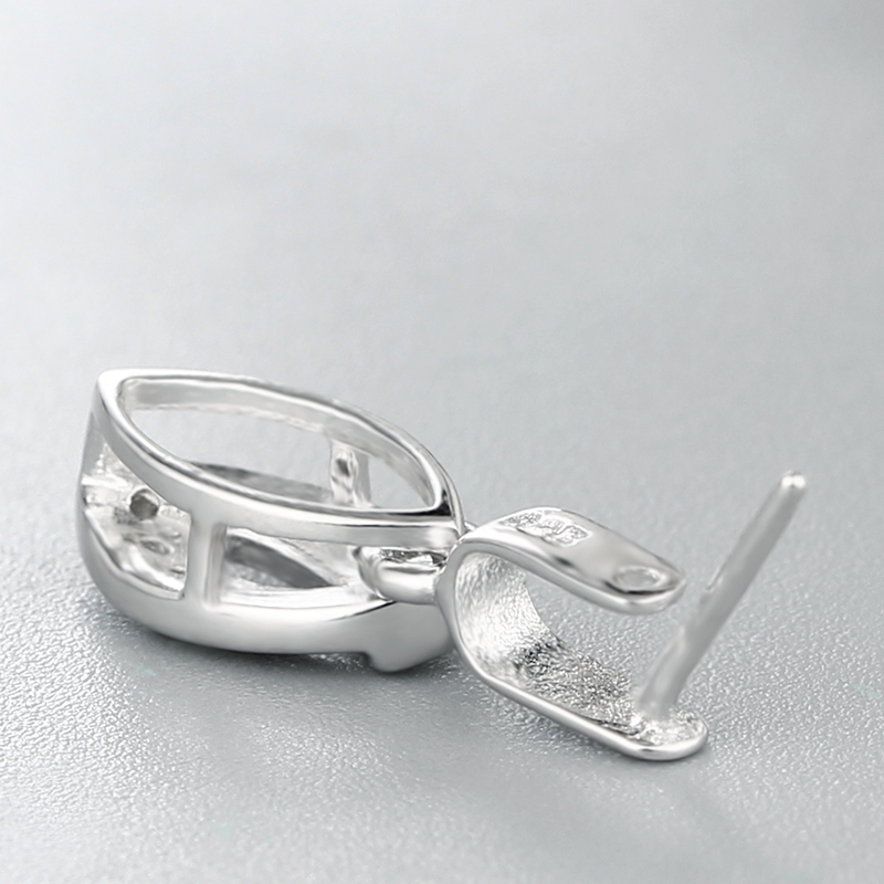 925 Sterling Silver CZ Stone Hollow Olive Crystal Pendant Clasps