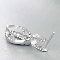 925 Sterling Silver CZ Stone Hollow Olive Crystal Pendant Clasps