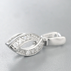 925 Sterling Silver CZ Stone Hollow Olive Crystal Pendant Clasps