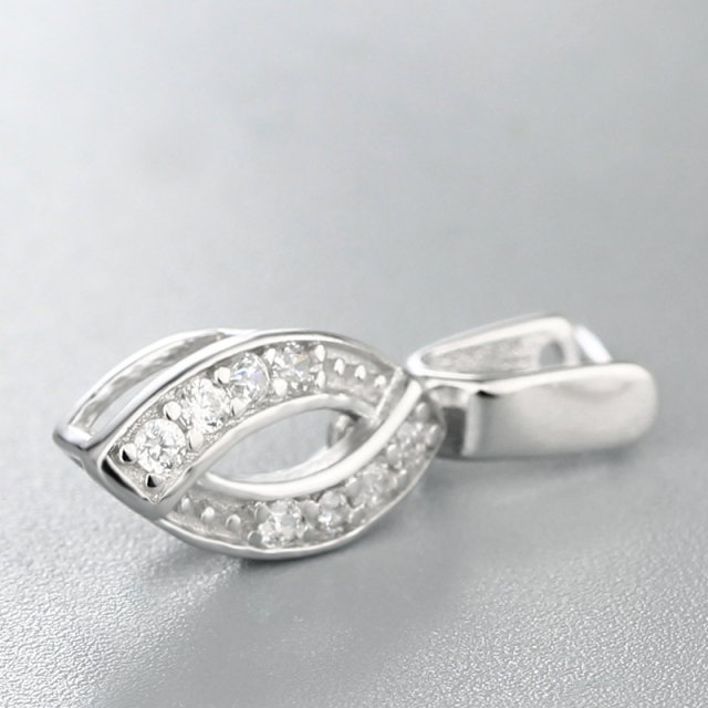 925 Sterling Silver CZ Stone Hollow Olive Crystal Pendant Clasps