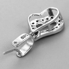 925 Sterling Silver Cubic Zirconia Hollow Heart Crystal Clasps