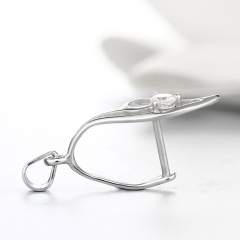 925 Sterling Silver CZ Pendant Findings For Jewelries Making