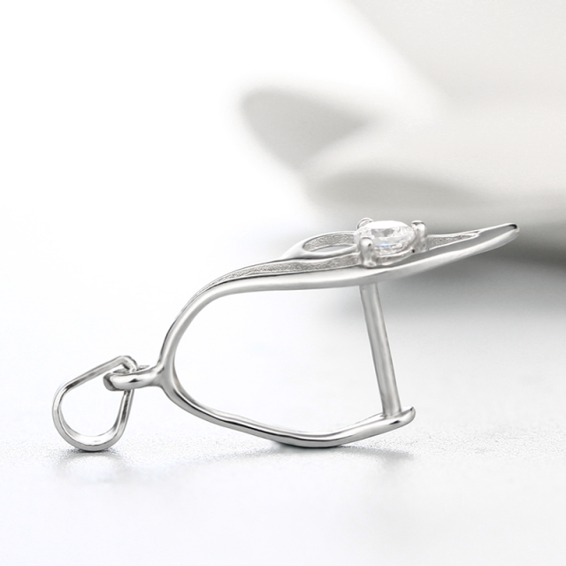 925 Sterling Silver CZ Pendant Findings For Jewelries Making