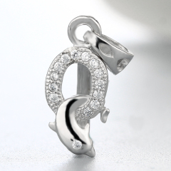 925 Sterling Silver Dolphin CZ Pendant Findings