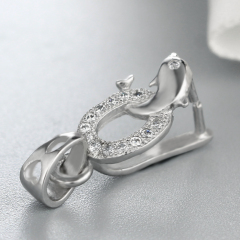 925 Sterling Silver Dolphin CZ Pendant Findings